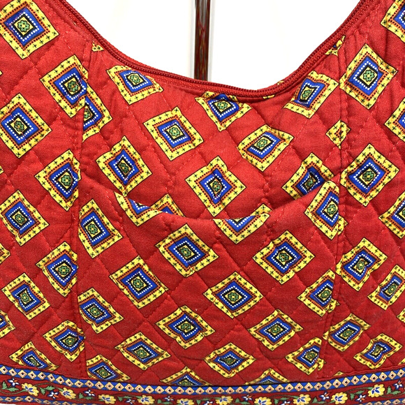 Vera Bradley Villa Red 2014 shoulderbag purse medium zipper top quilted cotton - Picture 3 of 10